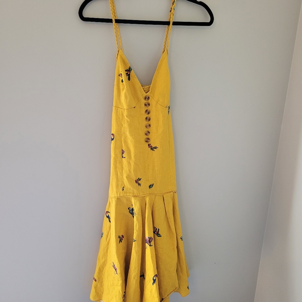 FARM Rio Yellow Floral Midi Dress